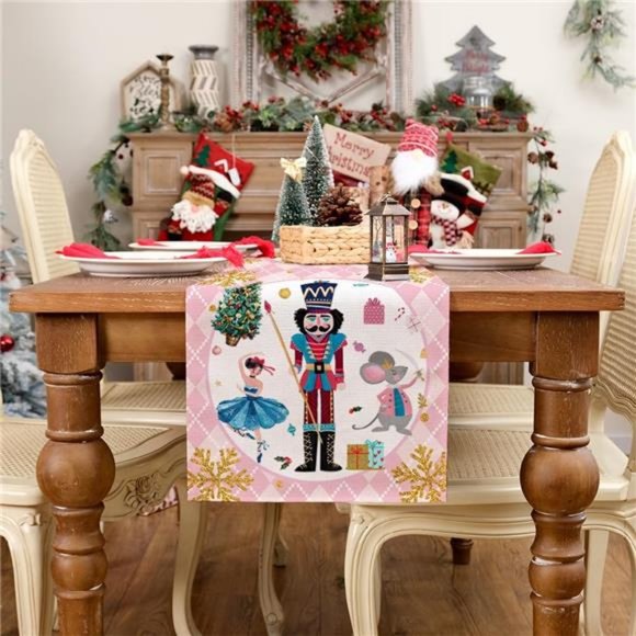 Nutcracker Table Runner Christmas Decor Holiday Decoration Decorative Cloth 72" - Picture 5 of 15